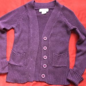 Blue Heart Purple Sweater Cardigan. Small.